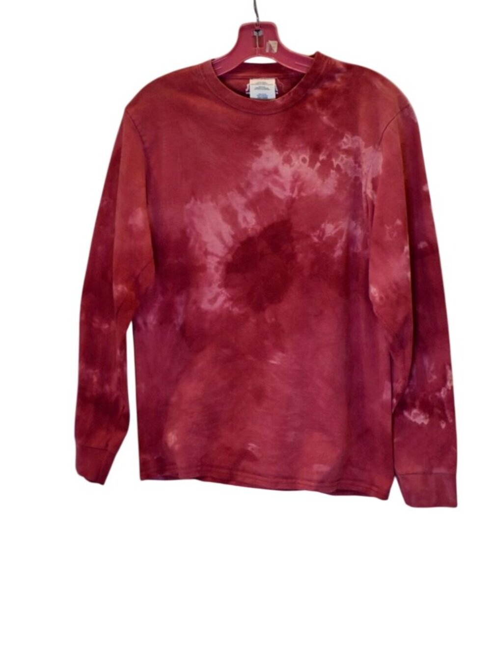 Men's Joes USA Reddish Pink Long Sleeve Bleach Dye T-shirt Size M